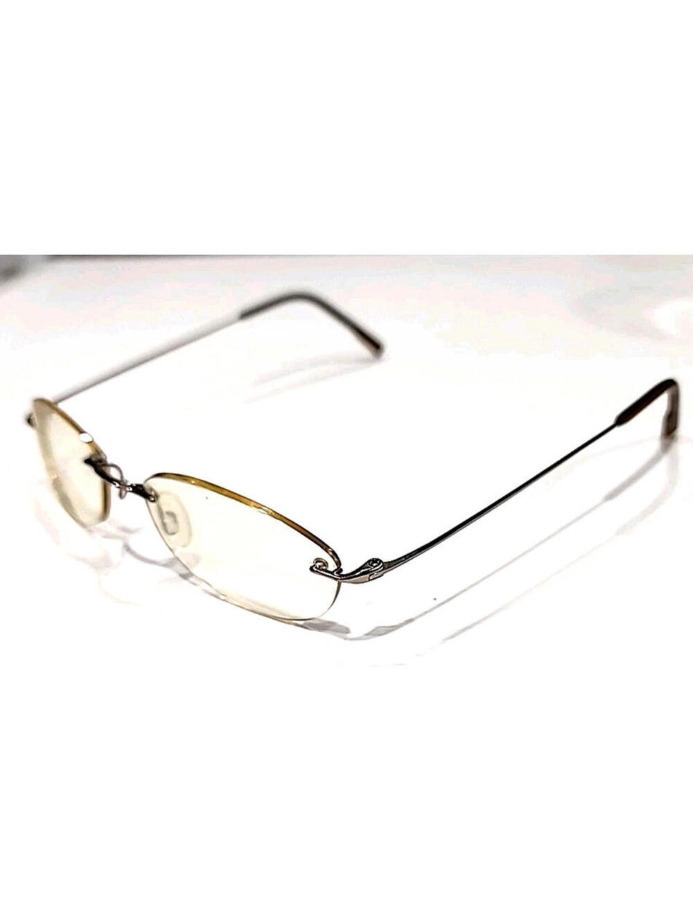 Calvin Klein 535 No Nose Pad Gunmetal Rimless Titanium Eyeglasses 48-19 140